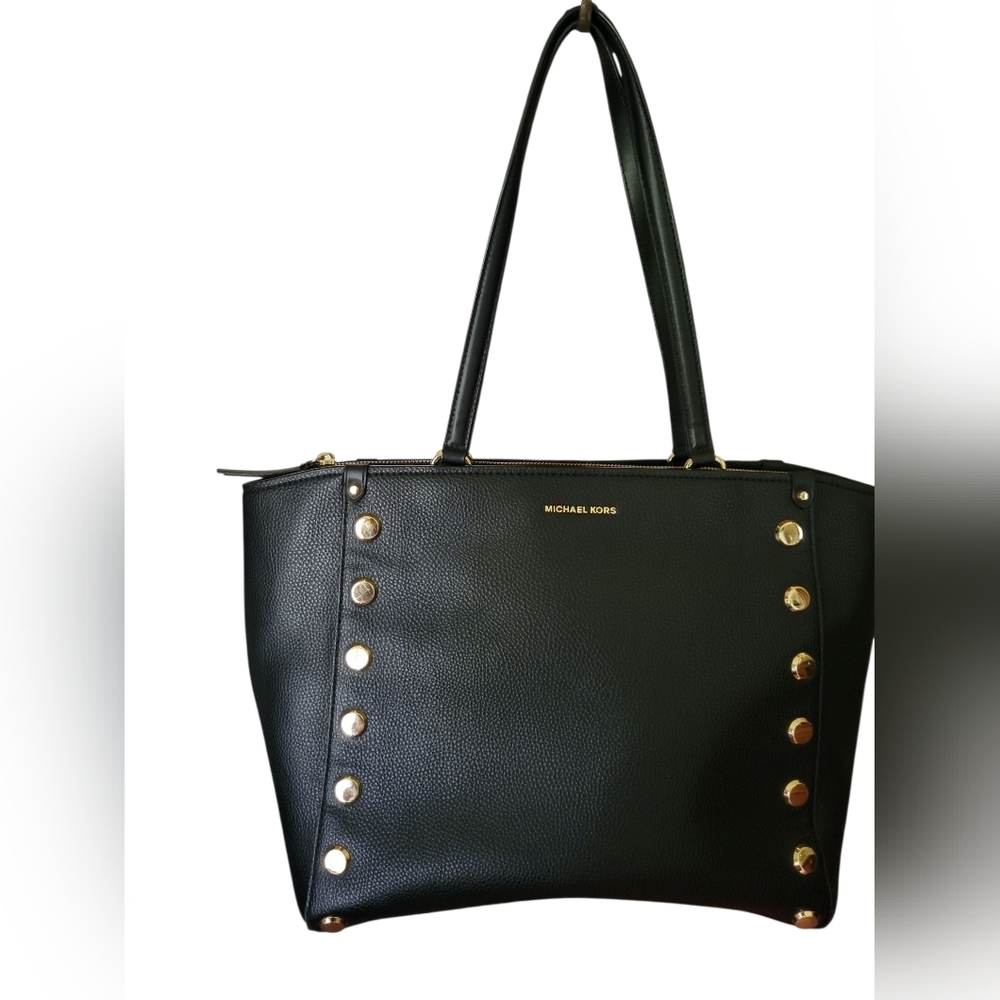 Michael Kors Black and Gold Studded Tote